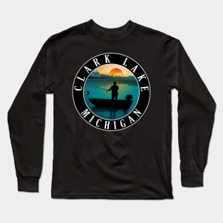 Clark Lake Fishing Michigan Sunset Long Sleeve T-Shirt